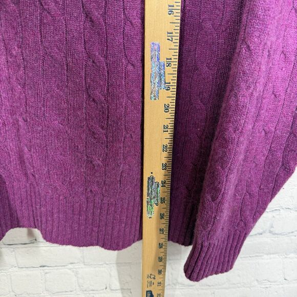 Cashemere Sweater XXL Purple Cable Knit Classic Preppy Pullover Dark Academia - Picture 11 of 15